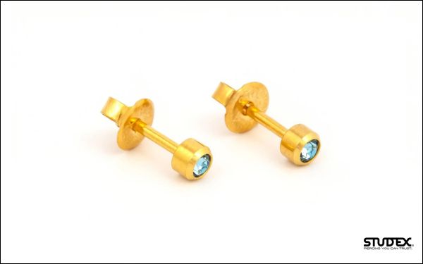 Aquamarine Gold Plated Ear Studs