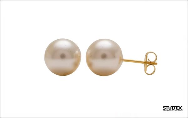 White Pearl Gold Plated Ear Studs